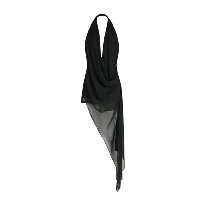 Avenue 8 Women's Black Chiffon Mini Draped Dress