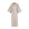 Avenue 8 Women's Brown Maxi Silk Collar Robe - Latte In Brown