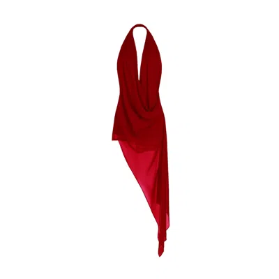 Avenue 8 Women's Chiffon Mini Draped Dress - Chili Red