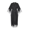 Avenue 8 Women's Lace Detailed Maxi Robe - Black&white Lace In Black