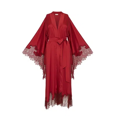 Avenue 8 Women's Lace Detailed Maxi Robe - Red