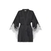 Avenue 8 Women's Lace Detailed Mini Robe - Black&white Lace In Black
