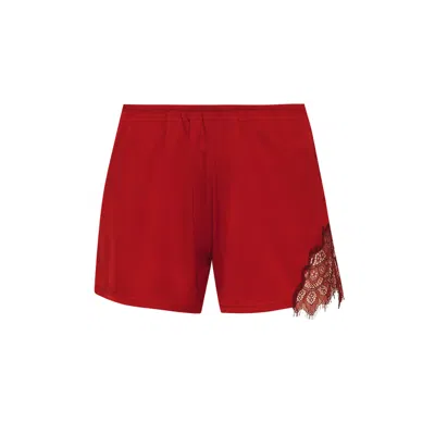Avenue 8 Women's Lace Detailed Mini Shorts - Red