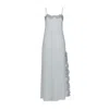Avenue 8 Women's Lace Detailed Straight Neck Midi Dress With Slit - Sky Blue In Blue