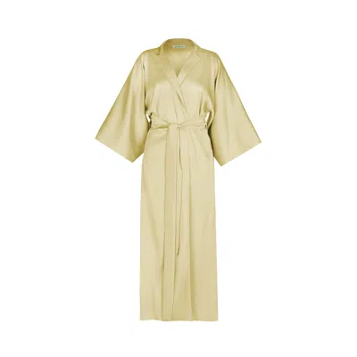 Avenue 8 Women's Maxi Silk Collar Robe - Buttermilk Yellow