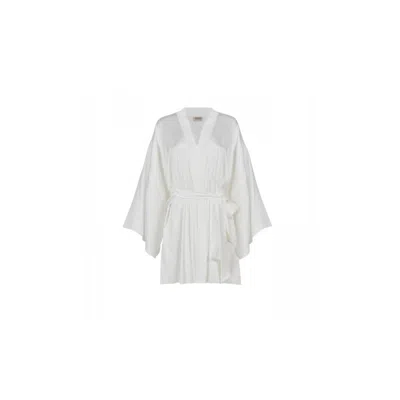 Avenue 8 Women's Mini Silk Robe - White