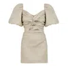 Avenue 8 Women's Neutrals Balloon Sleeve Mini Dress - Stone In Black
