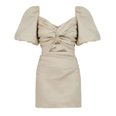 Avenue 8 Women's Neutrals Balloon Sleeve Mini Dress - Stone In Black