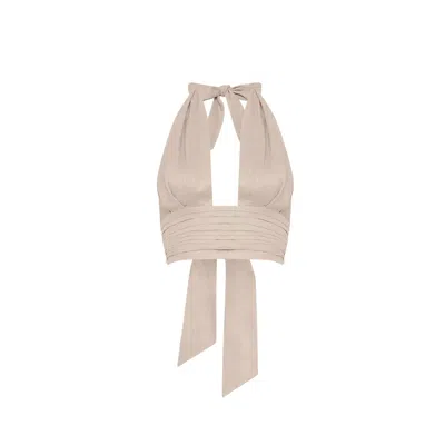 Avenue 8 Women's Neutrals Linen Draped Crop Top - Stone In Orange/purple