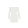 Avenue 8 Women's Neutrals Off-shoulder Fitted Mini Blazer Dress - Ecru In Beige