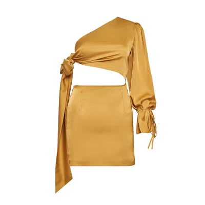 Avenue 8 Women's One Sleeve Side Knot Mini Dress - Gold