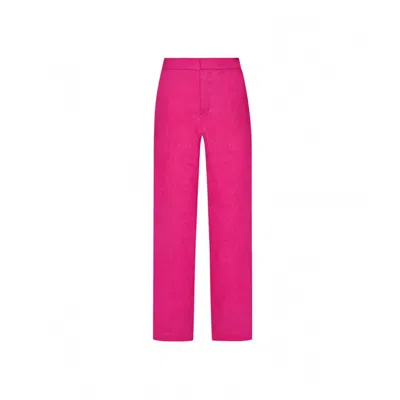 Avenue 8 Women's Pink Linen Straight Pants - Fuchsia