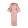 Avenue 8 Women's Pink Maxi Silk Collar Robe - Malibu Peach In Pink
