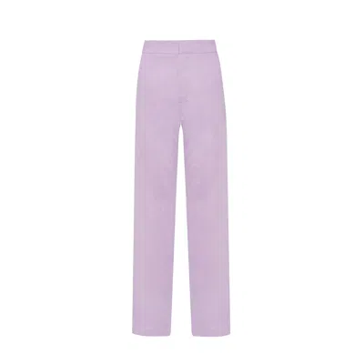 Avenue 8 Women's Pink / Purple Linen Straight Pants - Lilac In Pink/purple
