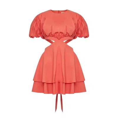 Avenue 8 Women's Pink / Purple X Waist Cut-out Mini Dress - Coral Pink In Pink/purple