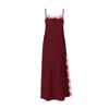 Avenue 8 Women's Red Lace Detailed Straight Neck Midi Dress With Slit - Burgundy In Red