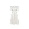 Avenue 8 Women's White Balloon Sleeve Taffeta Mid-length Dress - Pearl In White
