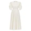 Avenue 8 Women's White Drawstring Detailed Poplin Mid-length Dress In White