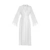 Avenue 8 Women's White Embellished Maxi Silk Collar Robe In White