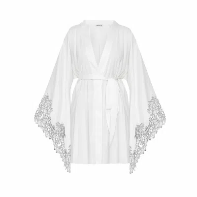 Avenue 8 Women's White Lace Detailed Mini Robe