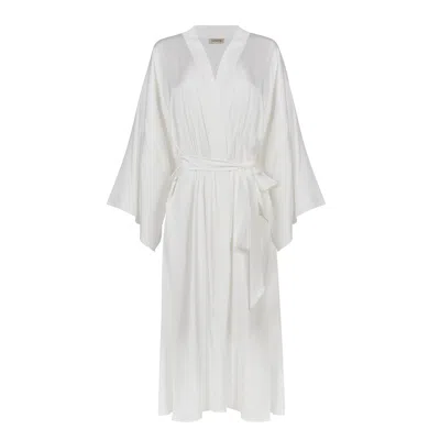 Avenue 8 Women's White Maxi Silk Robe