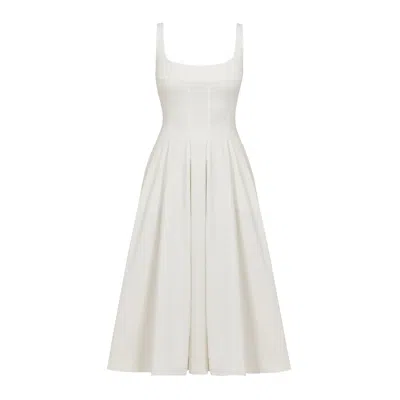Avenue 8 Women's White Mid-length Poplin Dress - Ivory