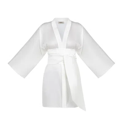 Avenue 8 Women's White Mini Robe With Belt