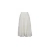 Avenue 8 Women's White Tulle Detailed Double Layer Midi Skirt - Ecru In White