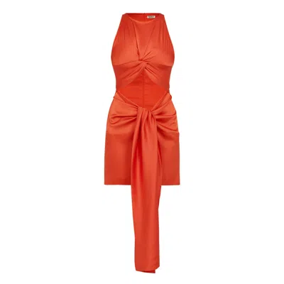 Avenue 8 Women's Yellow / Orange Double Knot Mini Dress - Burnt Orange In Yellow/orange