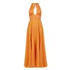 Avenue 8 Women's Yellow / Orange Linen Draped Maxi Dress - Orange In Yellow/orange