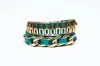 Avenue Chic H Leather Bracelet In Turq In Blue