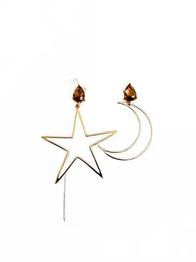Avenue Chic My Moon & Star Earrings In Gold In Red