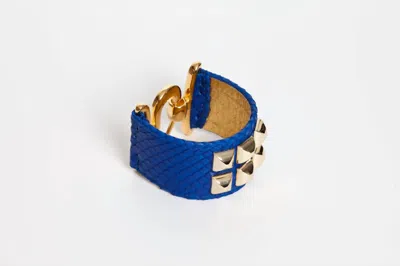 Avenue Chic Studded Cuff In Blue