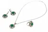 Avenue Chic Women's Emerald Flower Set In Silver In Metallic