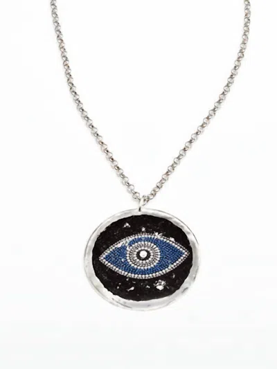 Avenue Chic Women's Evil Eye Pendant Necklace In Silver In Metallic