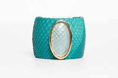 Avenue Chic Women's Exotic Colorblock Large Cuff In Teal In Blue
