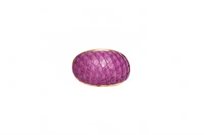 Avenue Chic Women's Exotic Leather Dome Ring In Purple In Pink