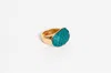 Avenue Chic Women's Exotic Leather Dome Ring In Turq In Gold