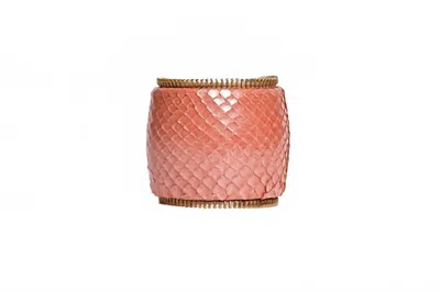 Avenue Chic Women's Genuine Leather Circle Hinge Bracelet In Pink In Red