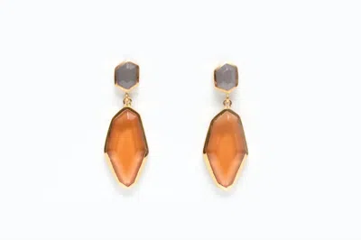 Avenue Chic Women's Geometric Double Drop Earrings In Orange