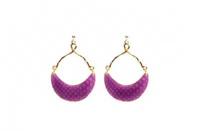 Avenue Chic Women's Half Moon Python Earrings In Purple
