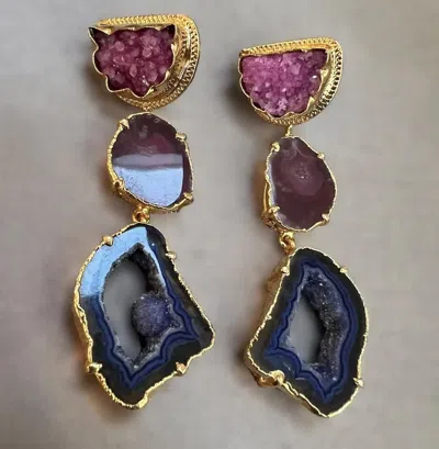 Avenue Chic Women's Lisa Geode Earrings In Gold In Multi