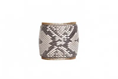 Avenue Chic Women's Python Zipper Large Cuff In Natural In Silver