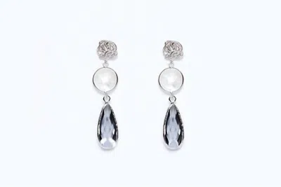 Avenue Chic Women's Rose Teardrop Earrings In Grey In Metallic