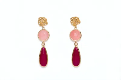Avenue Chic Women's Rose Teardrop Earrings In Pink In Red