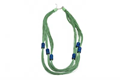 Avenue Chic Women's Silk Multi Layered Necklace In Green In Blue