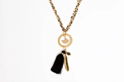 Avenue Chic Women's Tassel Bird Necklace In Gold In Black