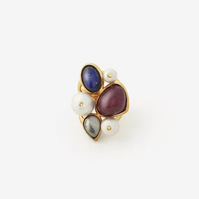 Avenue Chic Women's Temple Muse Gemstone And Pearl Statement Ring In Gold In Blue