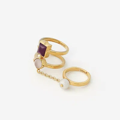 Avenue Chic Women's Temple Muse Marsala Quartz Chain Ring In Gold In Silver