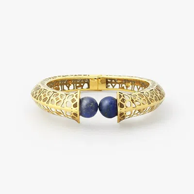 Avenue Chic Women's Temple Muse Oval Hinge Bangle In Gold In Blue